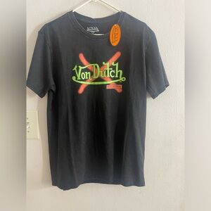 Von Dutch Black Tee with Neon Graphic